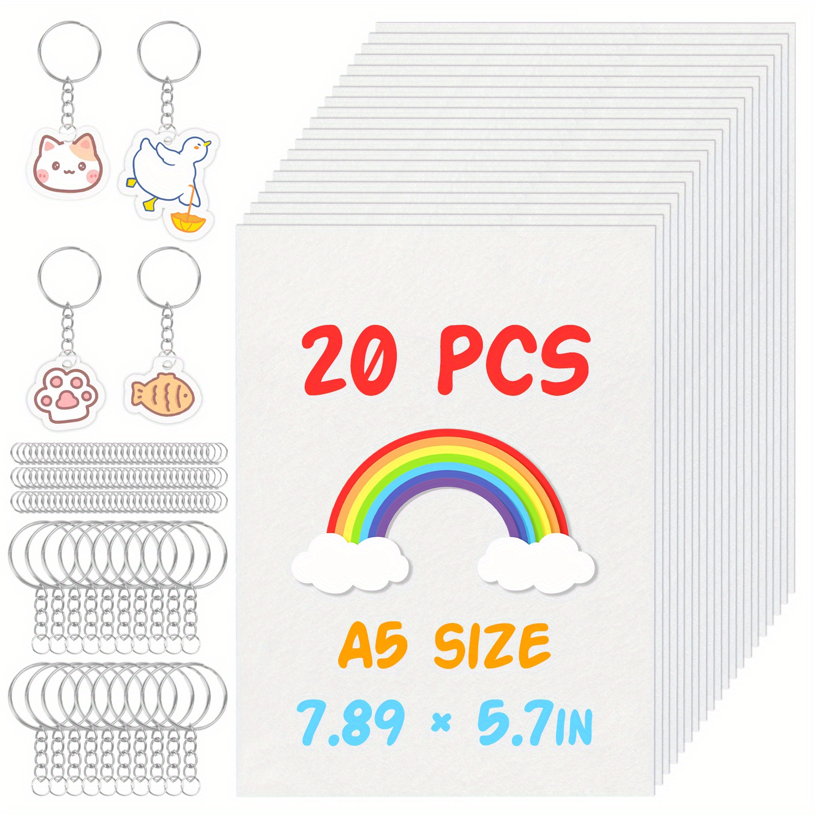 

Joyberg Festive Paper Keychain Kit: Includes 20 Heat Shrink Tabs, 20 Key Chains, And Key Rings For Diy Holiday Bracelets And Keychains