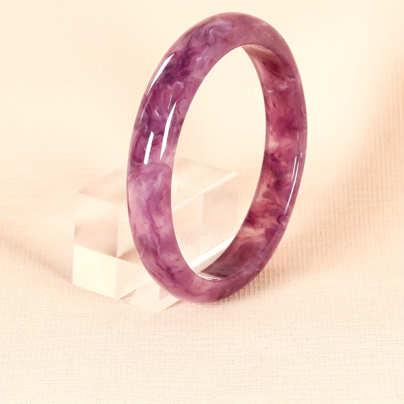 

1pc Elegant Chinese Style Crystal Bangle For Women - Amethyst-inspired Bracelet, Ideal For & , Perfect Valentine's Day Gift