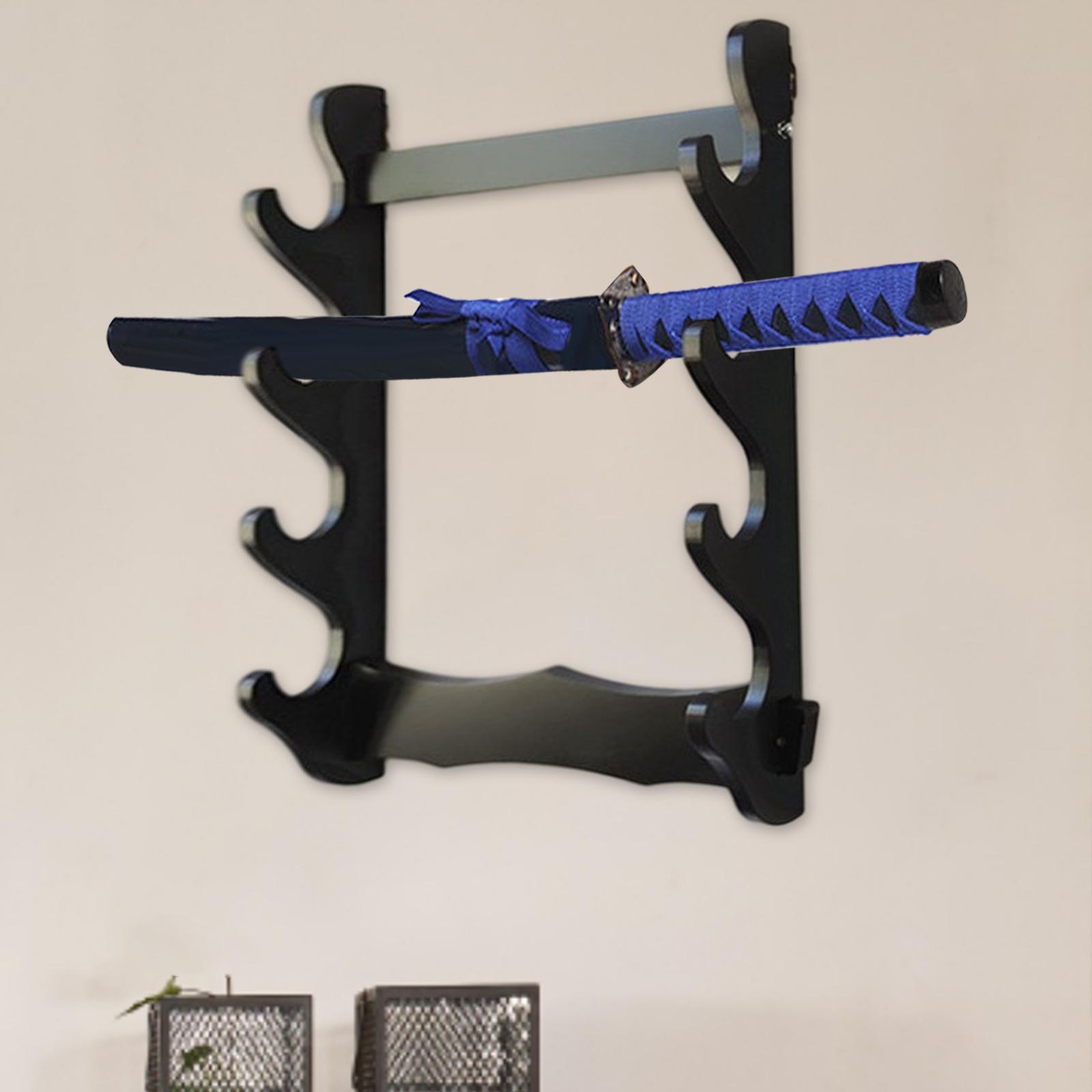 

Elegant 4-tier Display Rack - Wall Mounted Holder With Detail, Swords, Knives & Flutes - Density Board ,