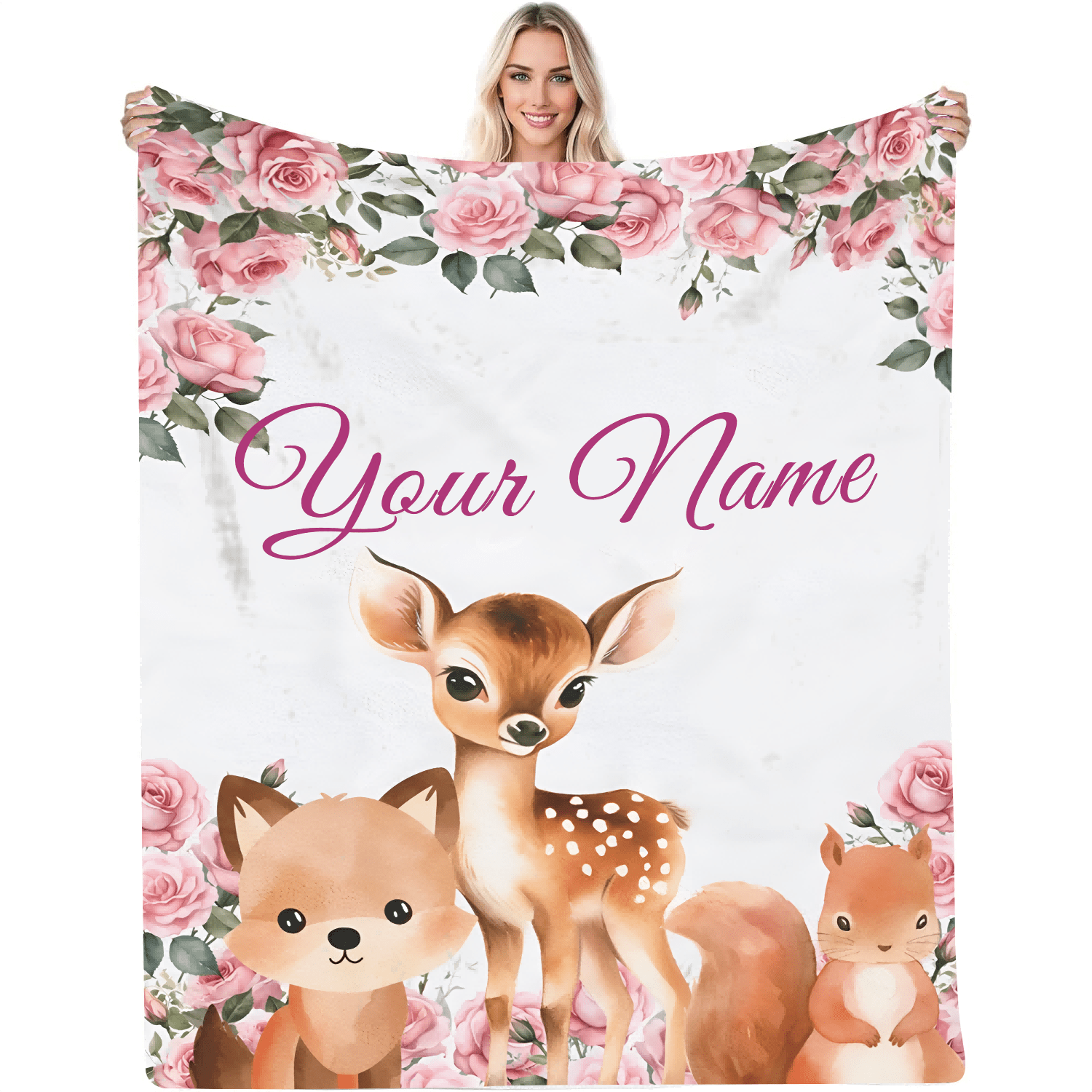 

Personalized Fawn Pattern Flannel Blanket - & Name Blanket , For , Bed, , And - Personalized , For , Christmas, 's Day, Halloween, Thanksgiving, 's, Easter, And