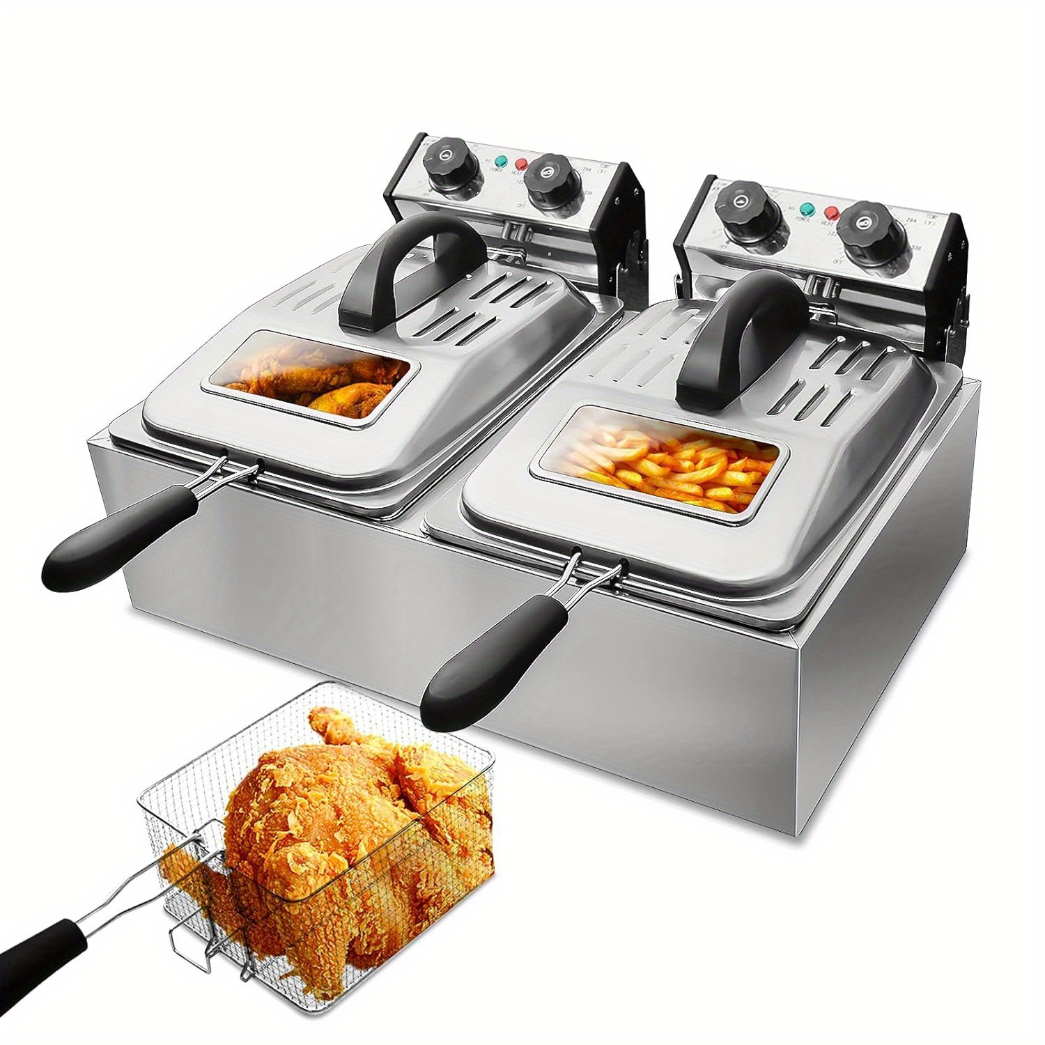 

Wantjoin 2800w 12l/12qt Steel 2 & Countertop Frying W/