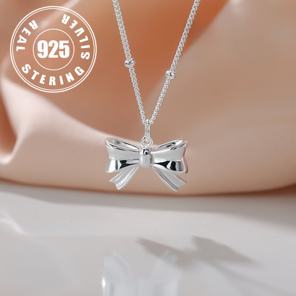 

Elegant 925 Silver And Gold Plated Wedding Bow Necklace For Any 2.56g/ 0.09oz