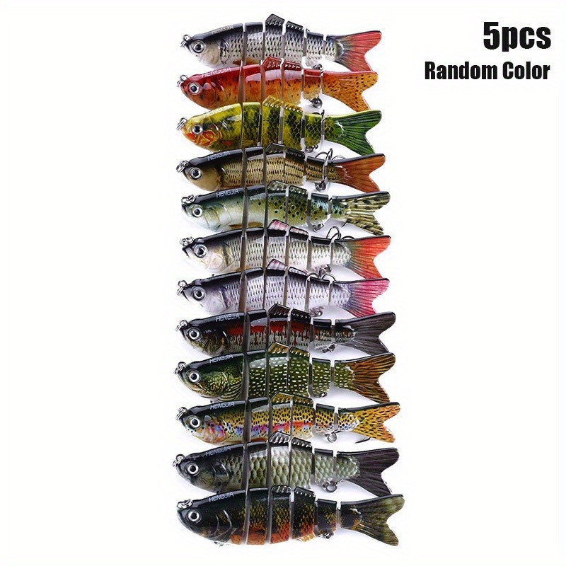 TEMU 5 Pieces - Multi-jointed Swim Bait Fishing Bait For Bass Trout Habitat Slow Sinking Bait Kit Swim Bait Fresh Water Sea (random Color)