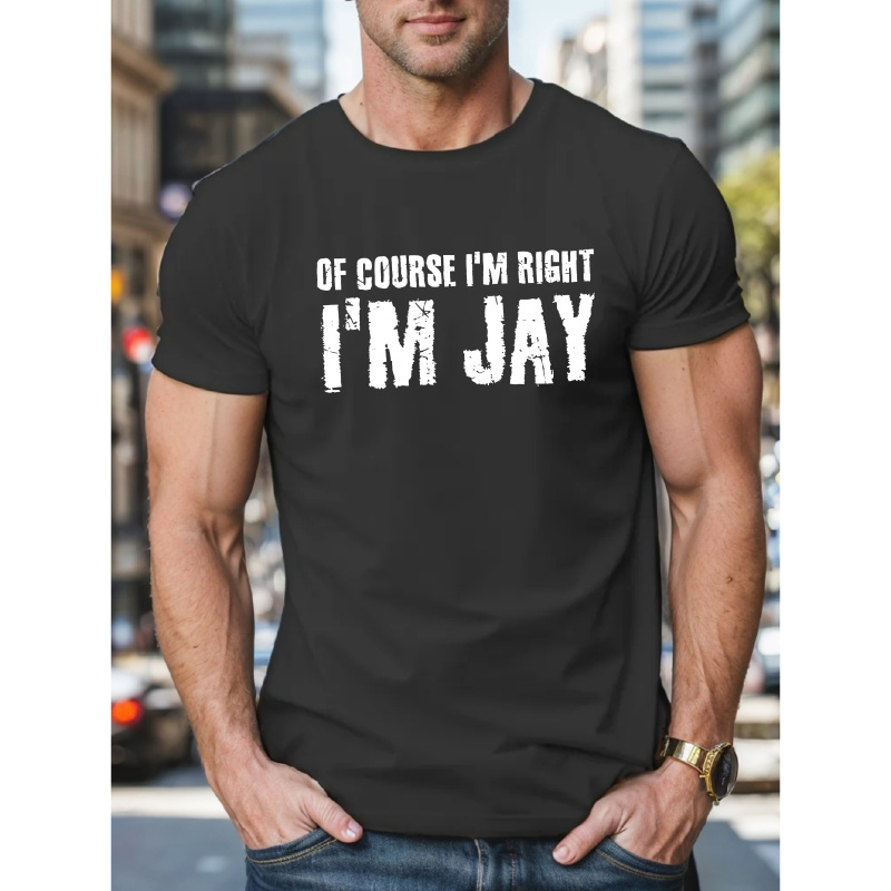 

I'" Men's Casual Short Sleeve T-shirt - Breathable Polyester, Geometric Print, Round Neck - Summer
