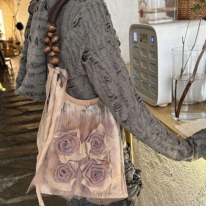 

New Vintage Grass Tie-dyed The Rose Package Pleated Underarm Bag Commuter Tote Shoulder Handbag