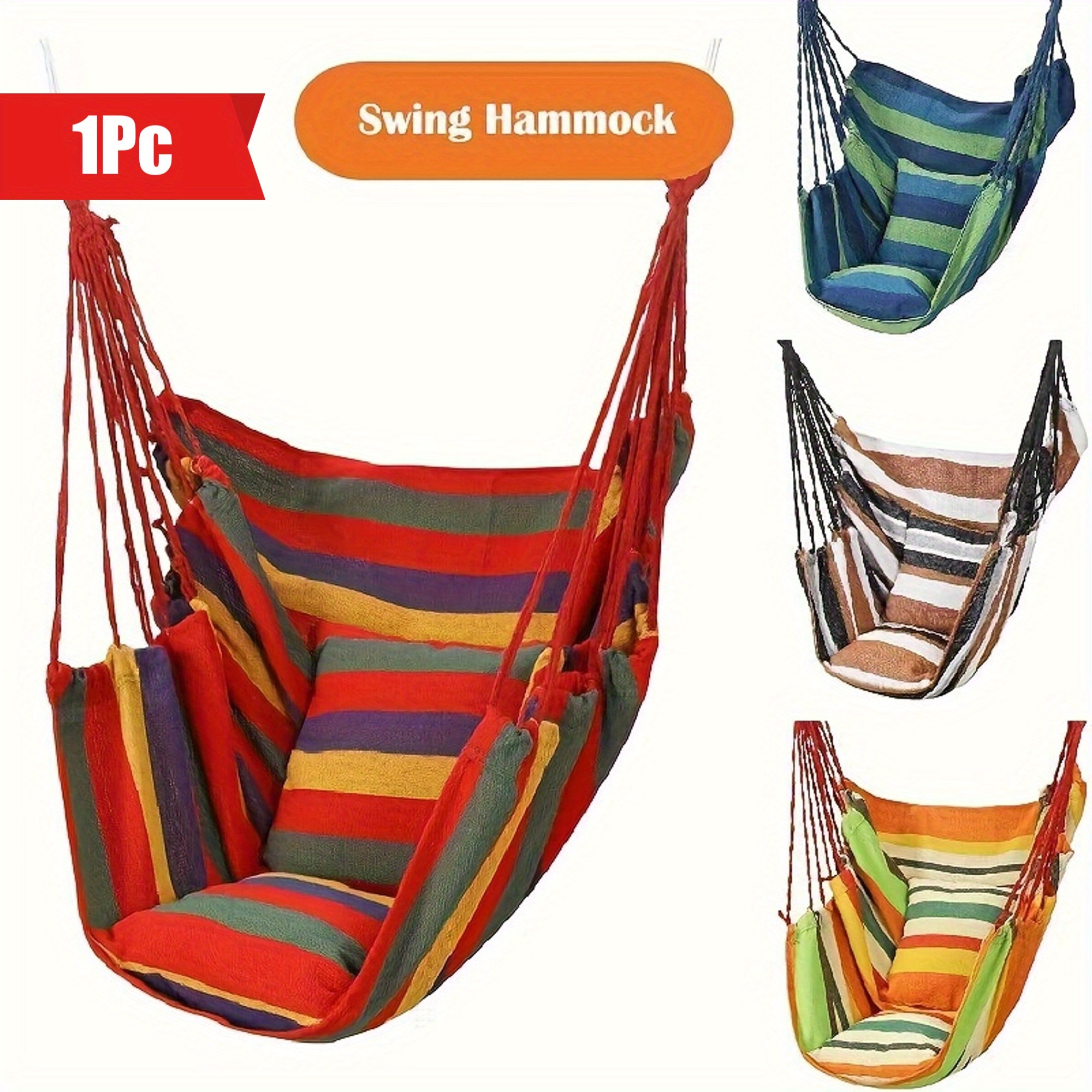 

1pc Outdoor Hammock Chair, Canvas Leisure Swing Hanging 1pc Outdoor Hammock Chair, Canvas Leisure Swing Hanging Chair, Without Pillow An, Without Pillow (red)