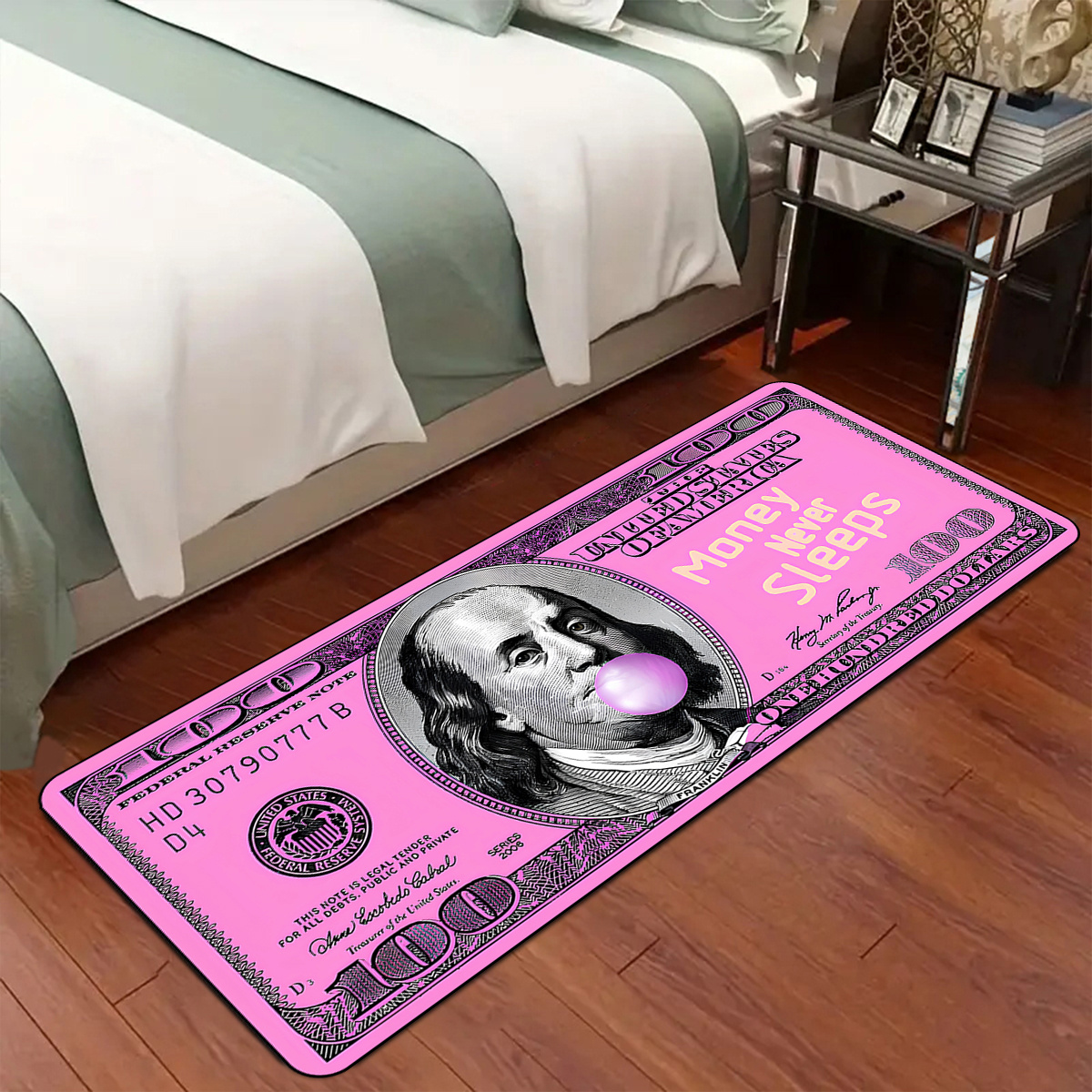 

1pc Vintage Design Polyester Area Rug, Soft Cashmere, Non-slip Washable Floor Mat For Bedroom, Living Room, Car - Machine Washable, Pink Long Strip Home Decor Carpet