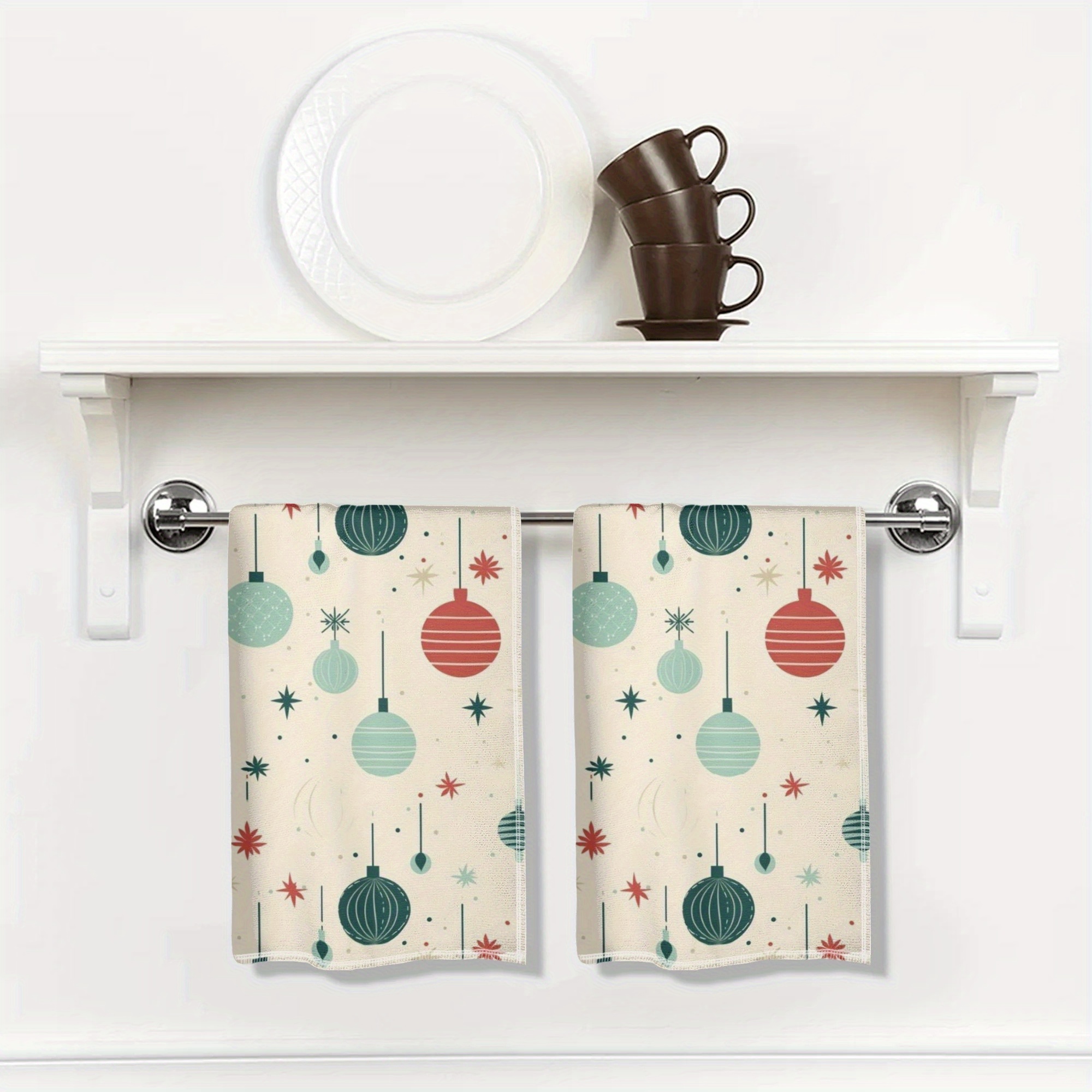 

2pcs Christmas Polyester Towels - , , For & Bathroom Cleaning, 18x26