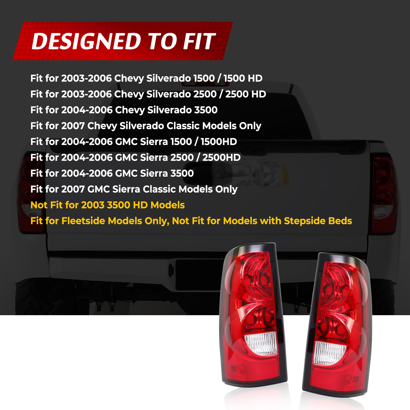 Ylwspeed2000 Passenger Side Red Tail Light For GMC Sierra 1500/2500/3500 2014-2018