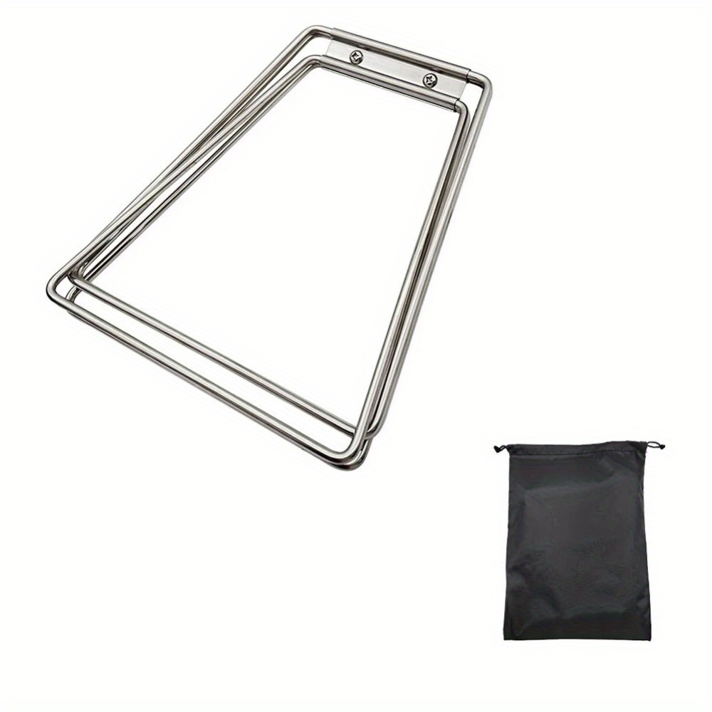 TEMU 1pc Camping Foldable Metal Stand Stainless Steel Aluminum Alloy Box Stand Iron Storage Box Bracket For Outdoor Picnic Fishing