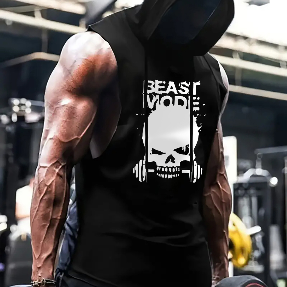 

All- Hooded Tank Top Skull - Polyester (95% Polyester, 5% Elastane) Regular Fit Sleeveless Slight