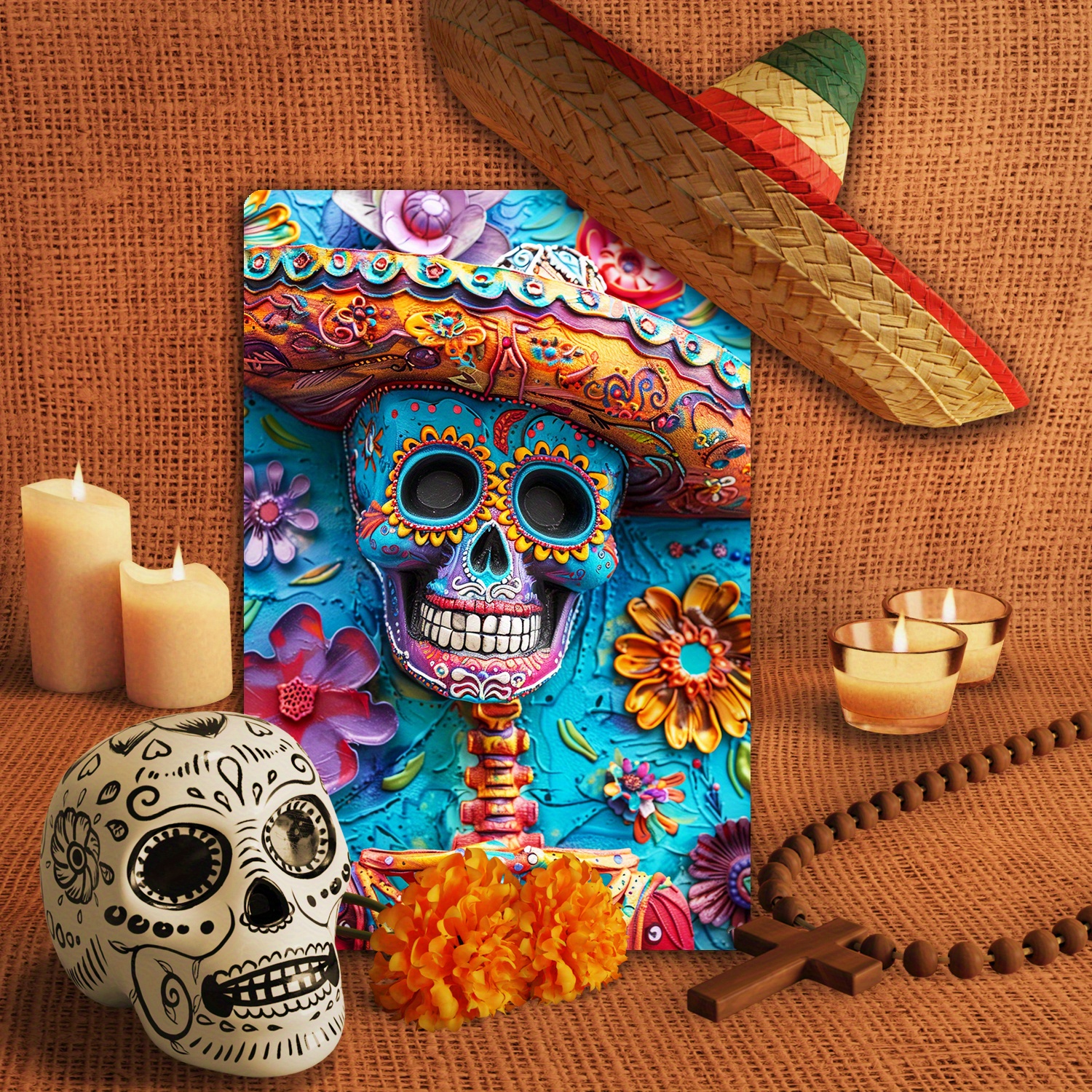 

Vibrant Sombrero Sugar 8x12" Tin Sign - 3d Embossed, Corrosion-resistant Aluminum Wall Art For Home & Themed Events