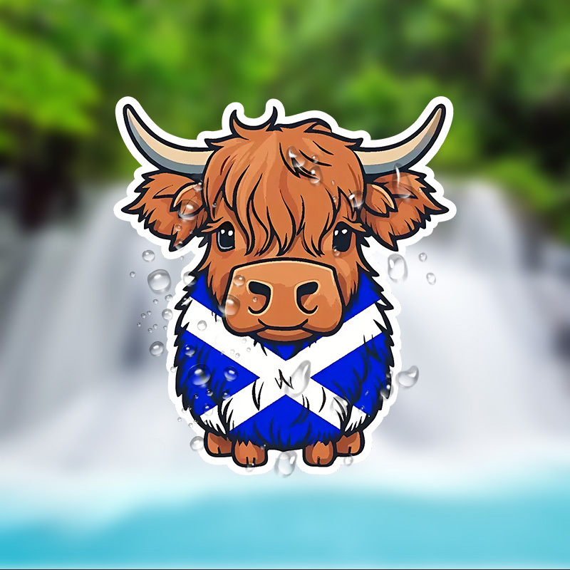 

Highland Cow Vinyl Decal With Scottish - Matte Finish, Irregular Shape, Single Use Self-adhesive Graphic For Cars, Laptops, Suitcases, Bumpers, Motorcycles - Surface Compatible With Glass, Metal