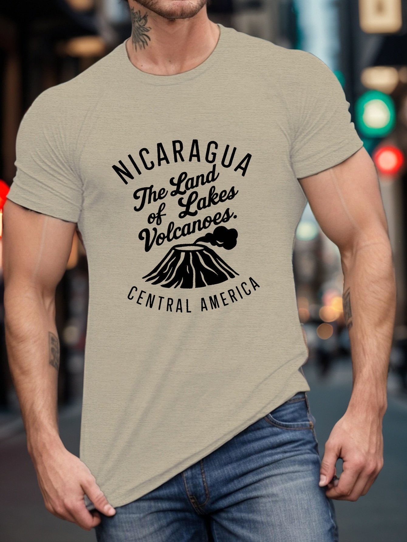 para hombre Nicaragua, estampado &*;* de y *&*; casual de manga  corta, moda regular, diseño geomét