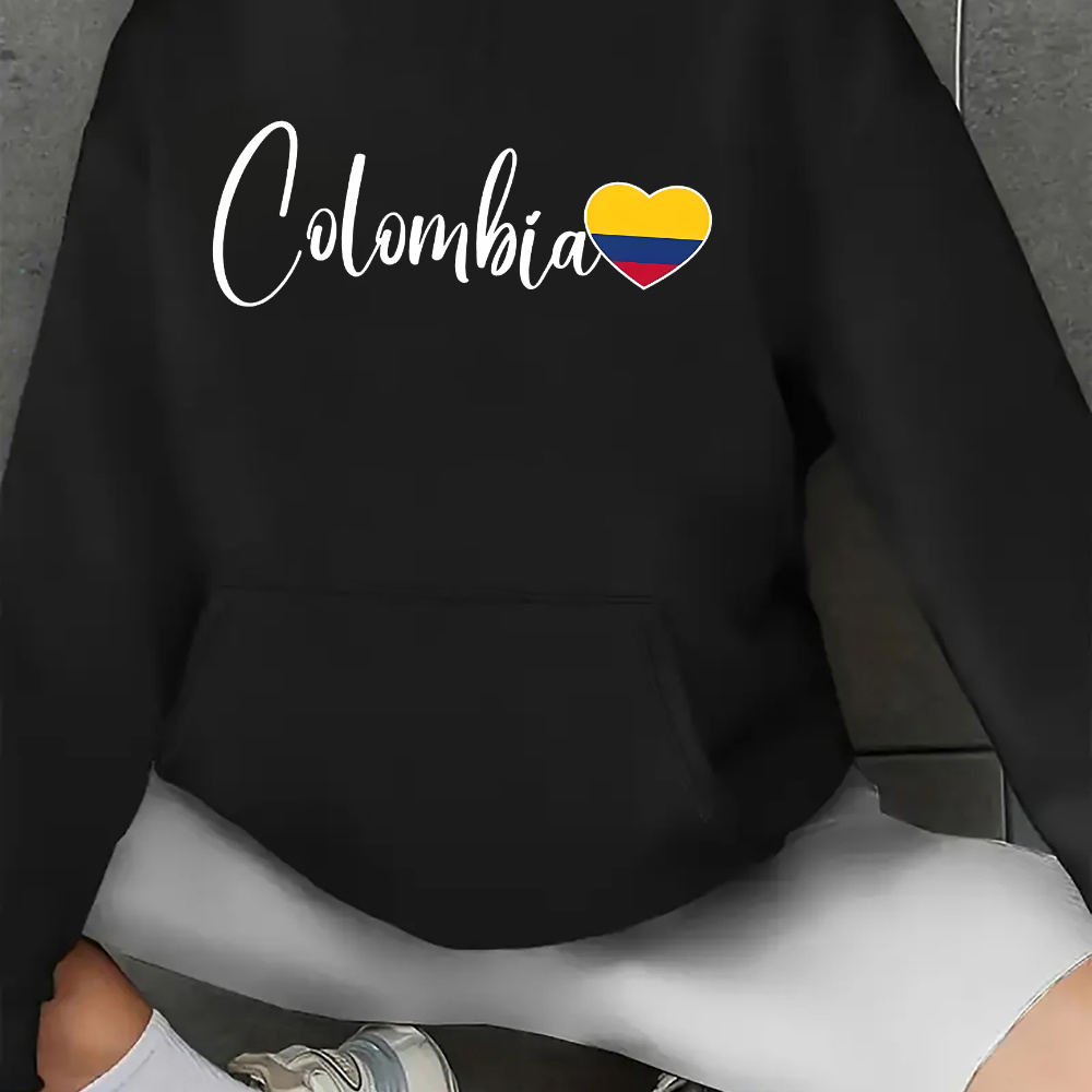 

Cozy Women's Hoodie With Colombia Flag Design - Casual Kangaroo Pocket Pullover Sweatshirt For Fall/winter