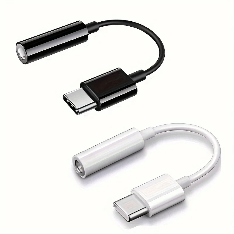 2pcs usb c to 3 5mm female headphone jack adapter high fidelity audio dongle converter for iphone 15 16   black durable flexible design   usb c charging cable included usb c charging cable usb c 2pcs