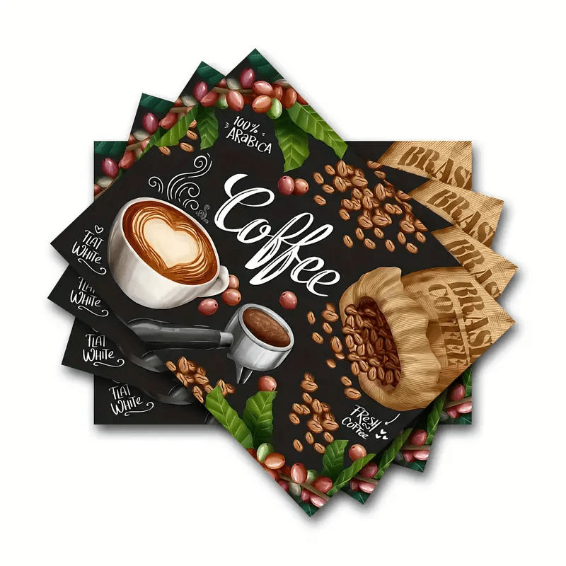 

4pcs Coffee Coasters - Elegant And Espresso Cup Design, Reusable Table Mats, Suitable For Restaurants, Kitchens, Parties And Decoration, No Electricity Required