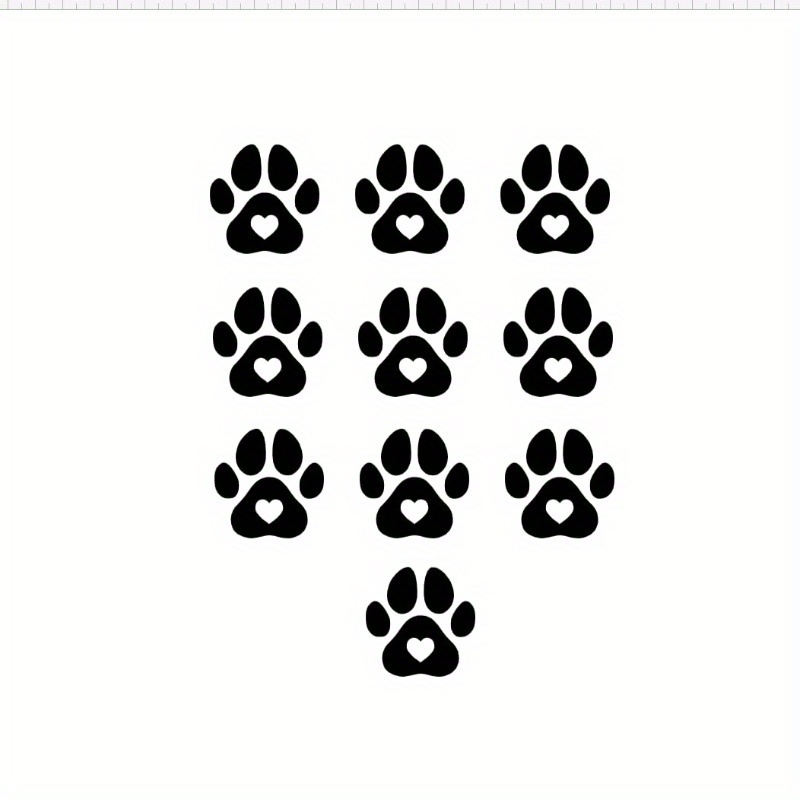 

10 Mini Paw Print Iron-on Decals, Featuring A Heart Of An Animal Paw, Bulk Set For Vinyl Patches., Most Items(black), Vinyl Patches