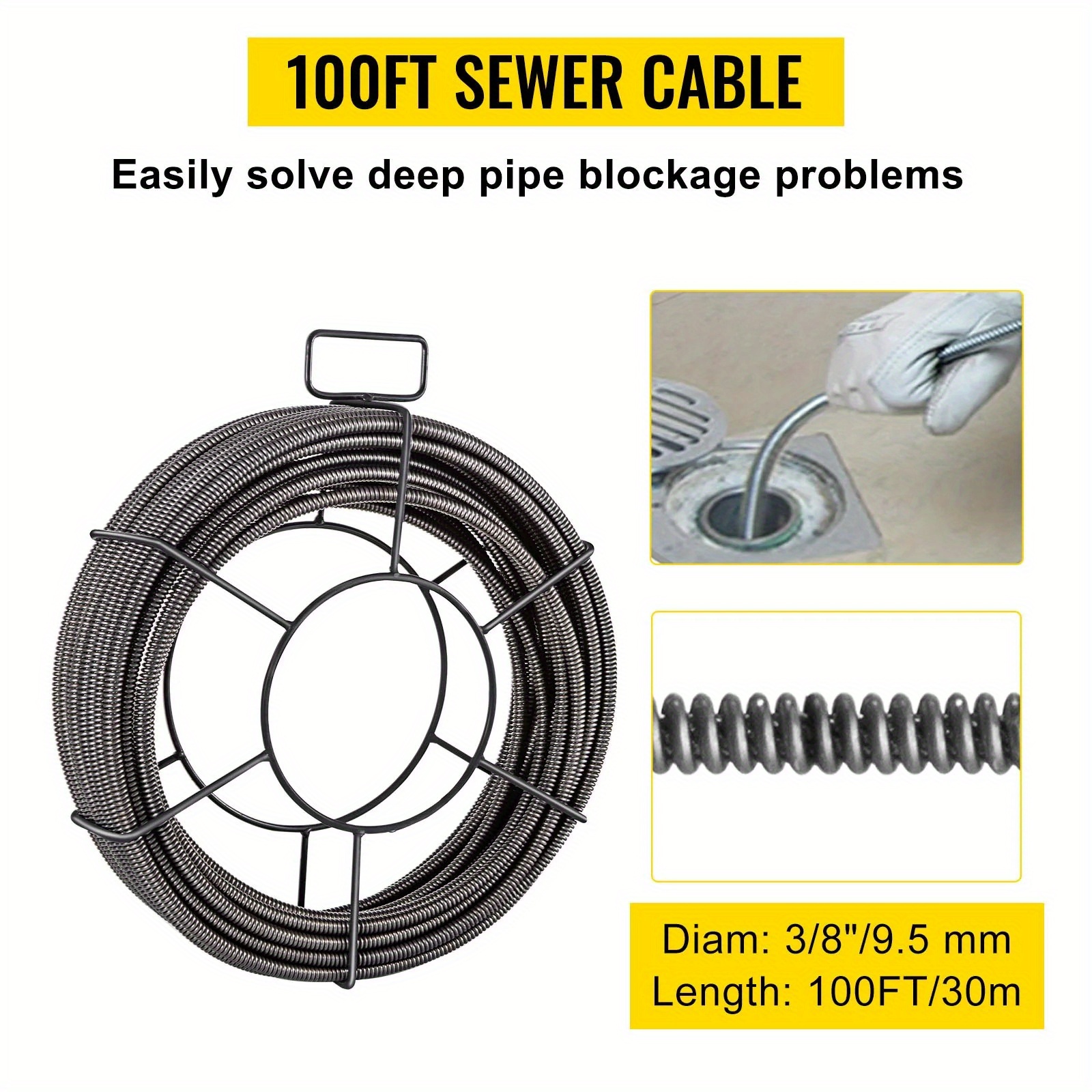 

Drain Cleaning Feet X 3/8 Sewer Drain Snake Clog Drain Cleaning Sewer Drain Snake