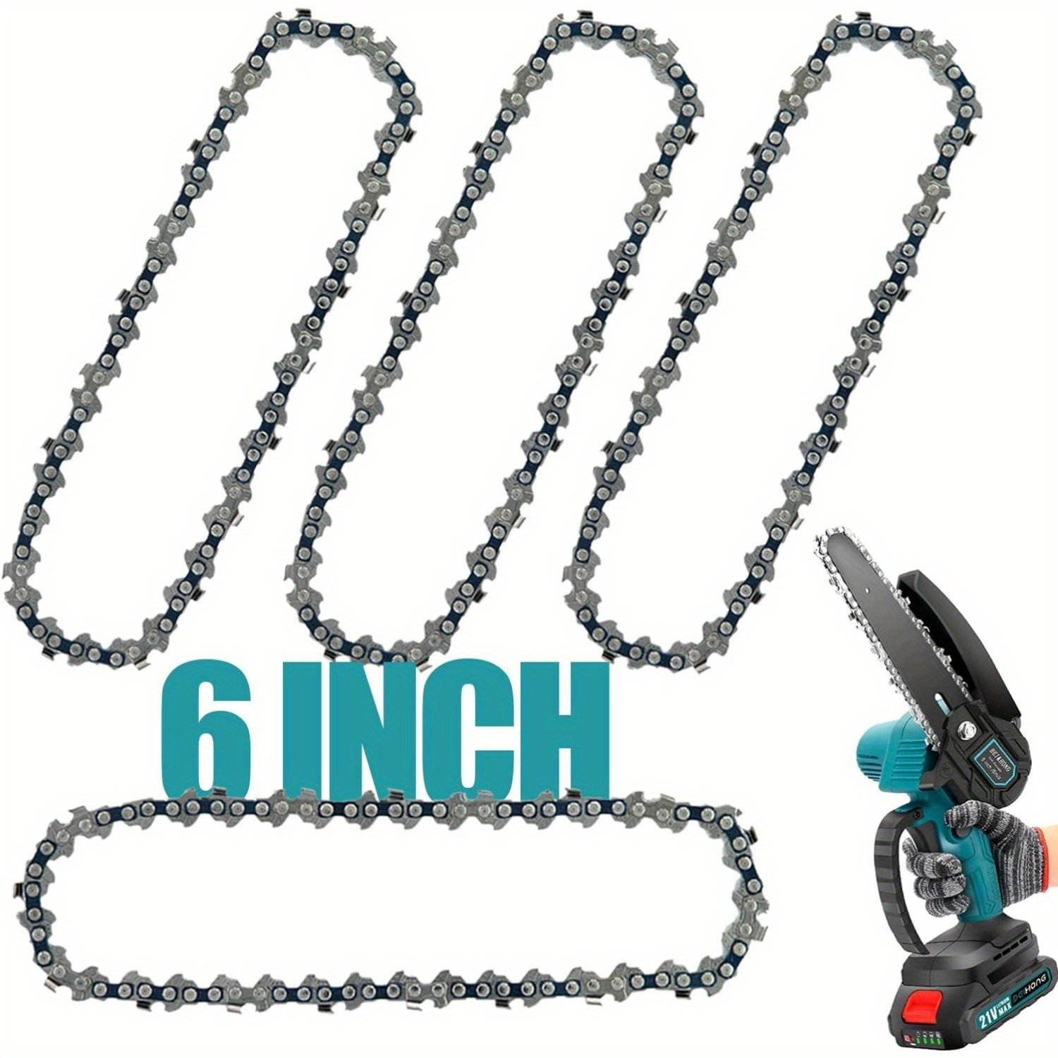 

2pcs Durable Carbon Steel 6" Mini Chainsaw Chain Replacement - Perfect For Trimming & Wood Cutting, Easy Install