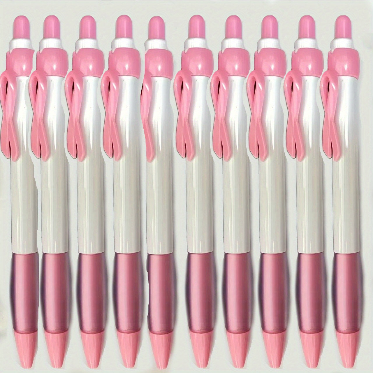 

10pcs Ballpoint Pens With Bow Accents - Breast Awareness, Smooth For Adults 14+