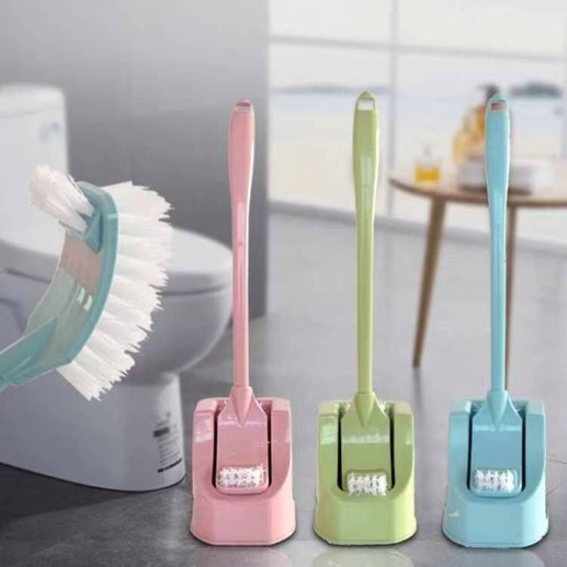 

Long Handle Bathroom Toilet Brush Set With Holder, Flexible Soft Bristle Scrubber, Plastic Cleaning Brushes For Deep Cleaning