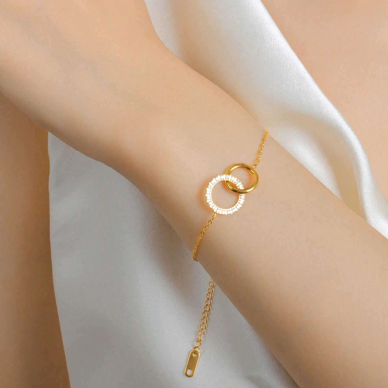 

Stainless Steel Double Bracelet Rhinestone Accents - For & Gifting