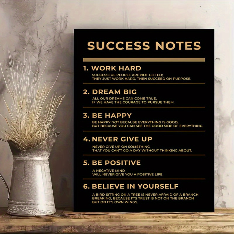 

1pc 40*60cm/ 16*24in Success Notes Wooden Framed Poster, Believe In Yourself Hd Printing Waterproof Canvas, Ideal Gift For Art Wall Decoration, Wall Art - Perfect Gift - Winter Decoration - Decorat