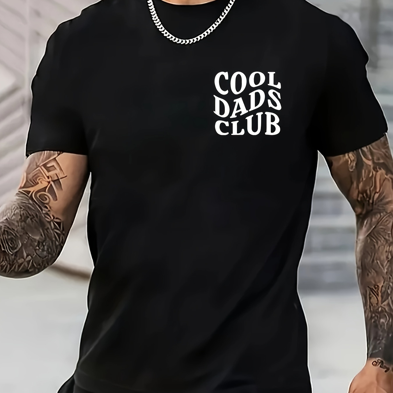 

100% Cotton T-shirt, Men's Personality, Club Letter Print, Men's Outdoor Casual Top, Comfortable And Stylish