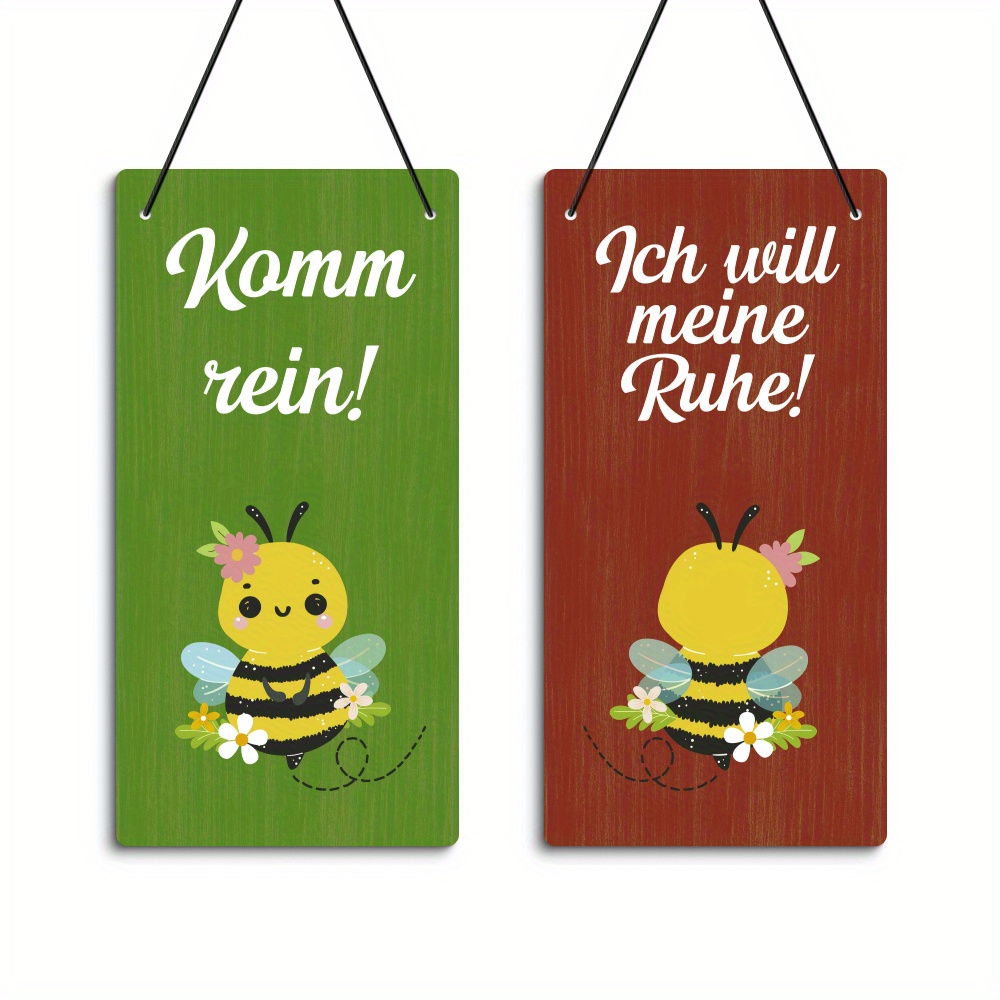 Image of Putuo Decor German Pvc Sign, Reversible Double-sided Door Hanging Plaque "komm Rein!/ich Will Meine Ruhe!" - Wall Decor For Home, Office, Room - Wall Hanging With & Messages