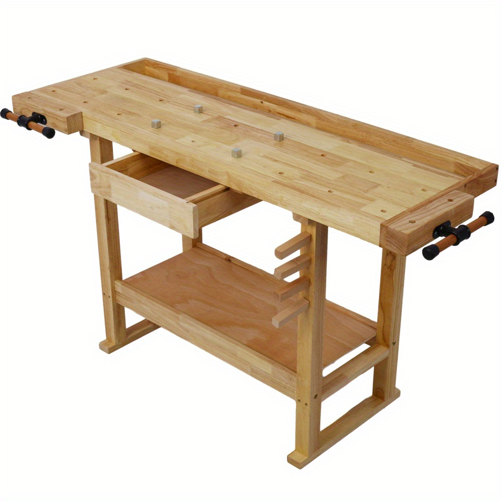 

55-inch Wood Workbench - Wooden Workbench For Garage Workshop And Home