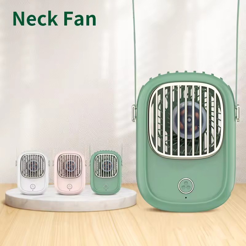 portable bladeless neck fan usb rechargeable with 2000mah lithium battery indoor outdoor wearable personal fan with button control plastic material with cord accessory for camping picnic   details 0