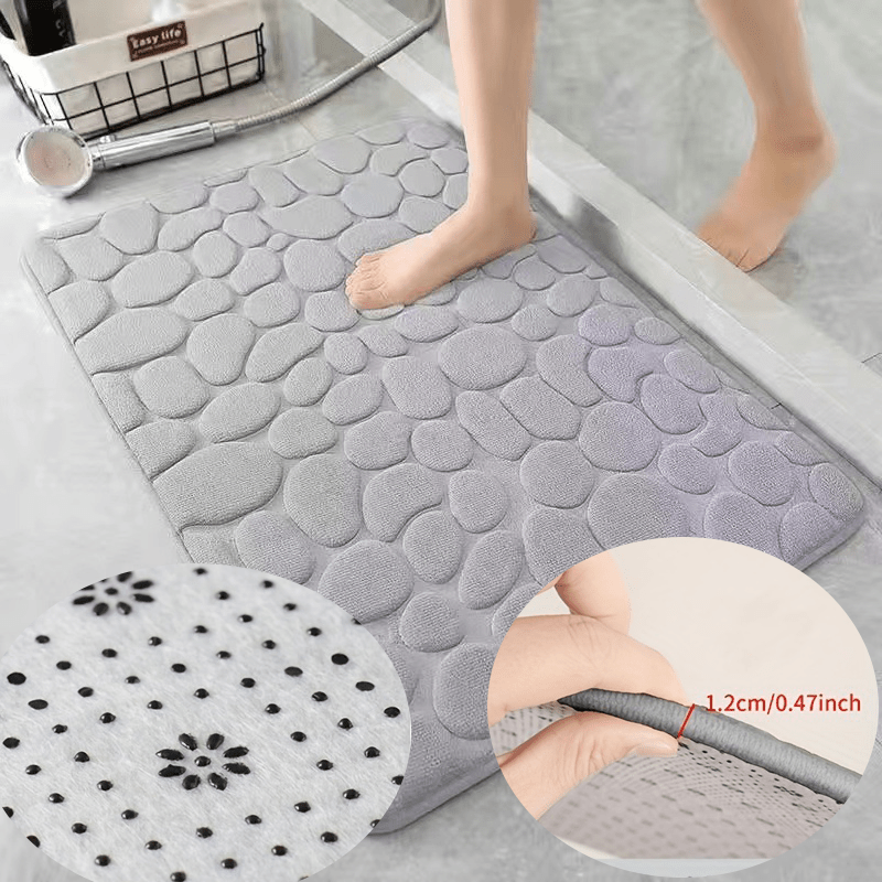 

Non-slip Absorbent Bath Mat Set, 1.2cm Thick, 445gsm Knit Fabric, Quick-dry Bathroom Floor Rug, Polyester, Machine Washable, For Bathroom, Bedroom, Kitchen, Laundry Room - Set Of 1 Pieces