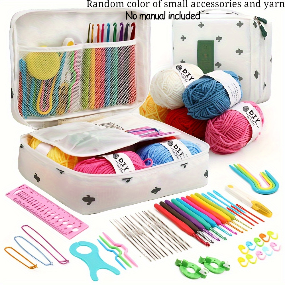 

59pcs Deluxe Crochet Kit - Includes Soft Yarn, Aluminum Hooks, Needles, And Storage Bag For Beginners And Diy Craft Enthusiasts - Learning To Crochet And Unique Handmade Items