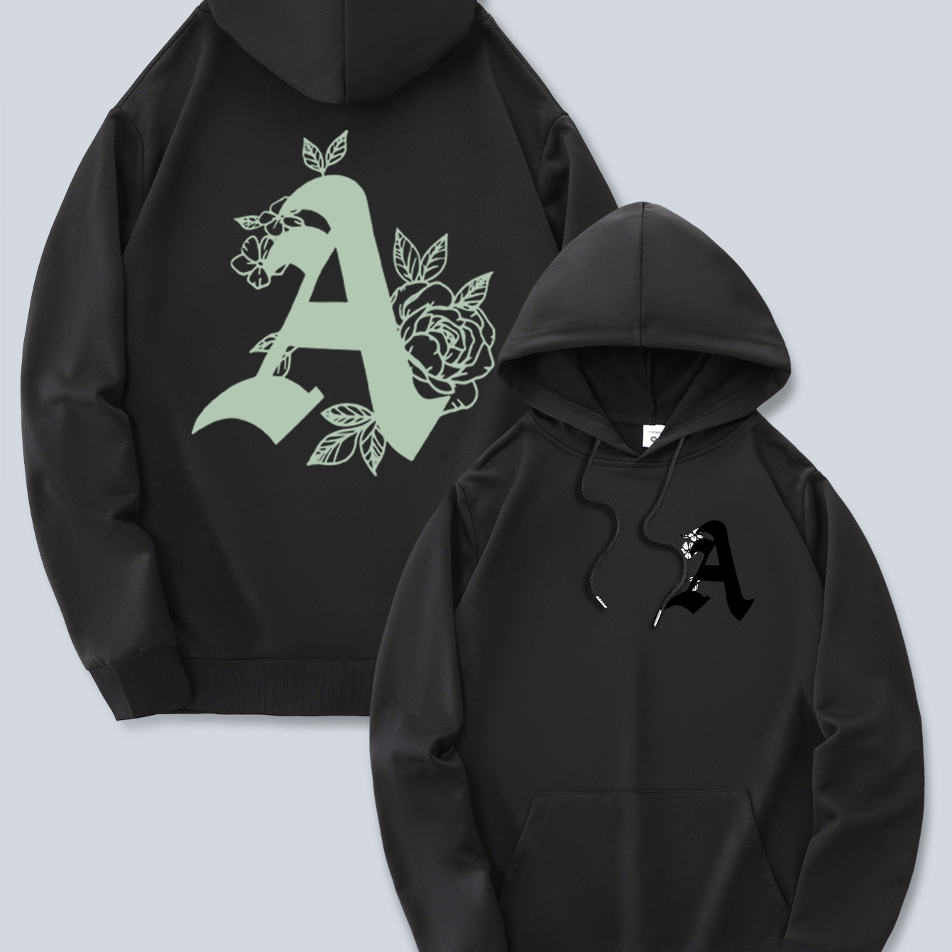 

& Unique Letter A - Pullover , Long & Drawstring,