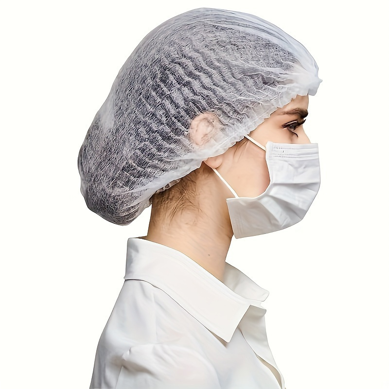 TEMU 100pcs 24" Disposable Chef Caps With Elastic Band - Cooking, Food Prep & Personal Care | Breathable, Lightweight & Stretchy