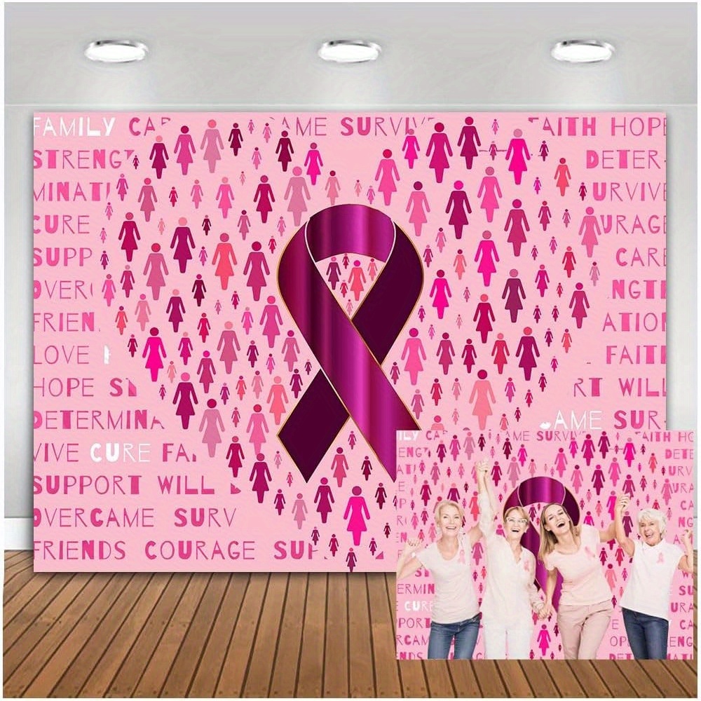 

Breast Cancer Awareness Inspirational Quotes Backdrop - Polyester Fabric, No Electricity Needed, Multipurpose Event Banner For Charity Fundraisers And Decor, Photo Booth Studio Prop