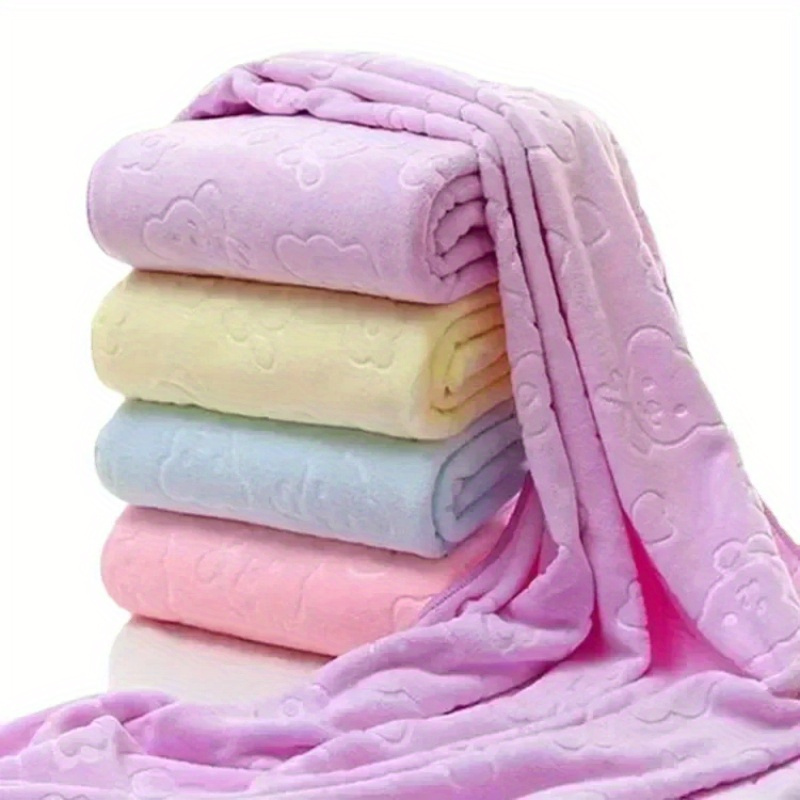 

2pcs Microfiber Bath Towels With Cute - Absorbent, Quick-dry, Non-shedding Beach Towels, 27.5" X 55.1" - Home & Hotel