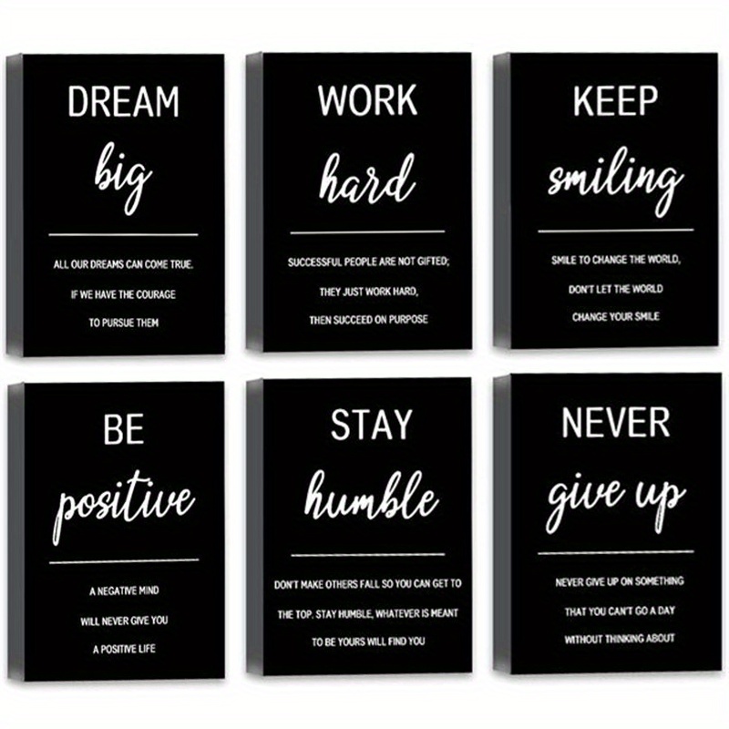 

6pcs Inspirational Office Motivational Wall Decor Quotes For Living Room Encouraging Posters For Bedroom Sayings For Wall Decor, 8x10in , Room Decor