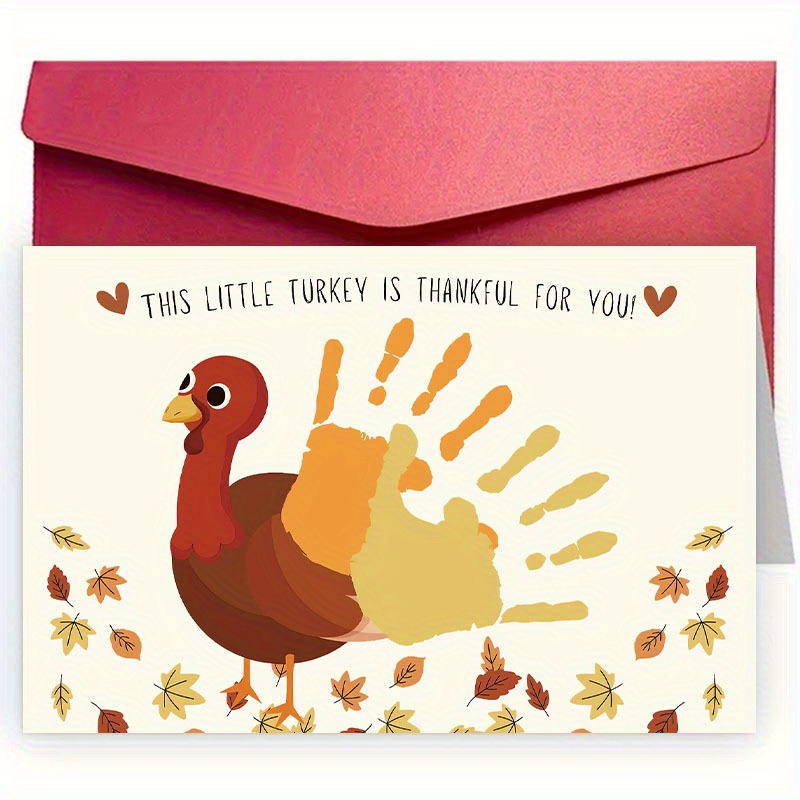 

Thanksgiving Greeting - 1pc Paper Gratitude Note With Envelope, Handprint , For Anyone, Thanksgiving Appreciation, Warm Thanks, Perfect For Parents, Spouse, And Teachers