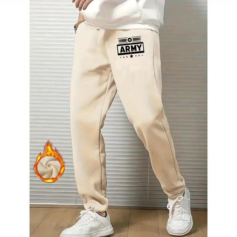 

Army Print Plus Size Men's Casual Sweatpants, Athletic Pants With Drawstring And Pockets, Comfy Trendy Trousers For Sports