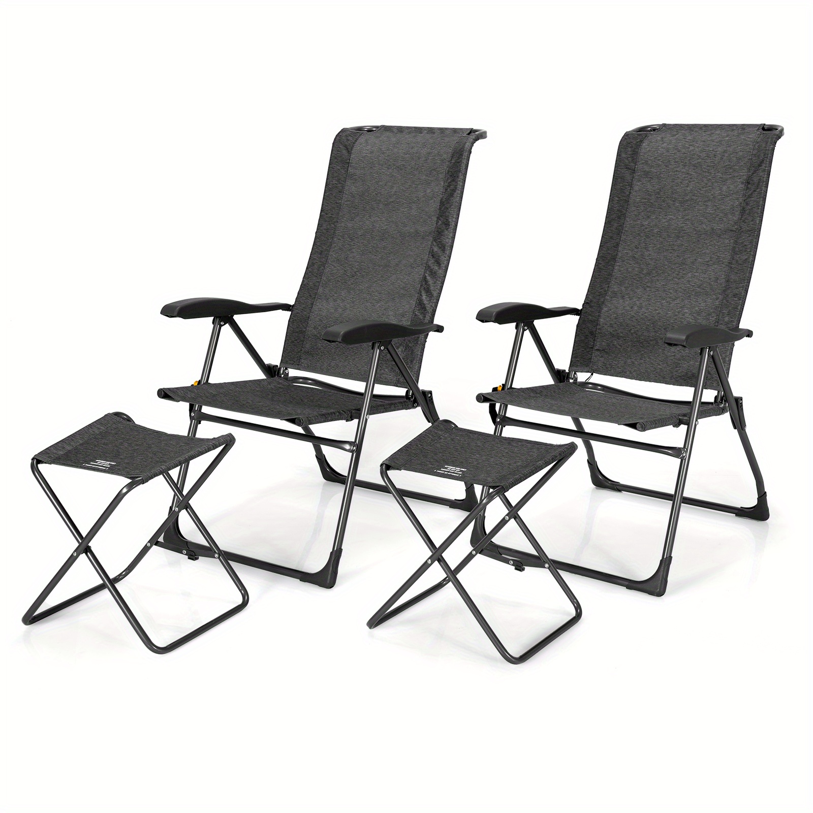 

Multigot 4 Pcs Folding Patio Chairs Set 2 Pack Patio Dining Chairs With Footrest Portable Sling Chairs Camping Lawn Chairs With Adjustable Back Outdoor Bistro Chairs For Porch Garden Yard Pool