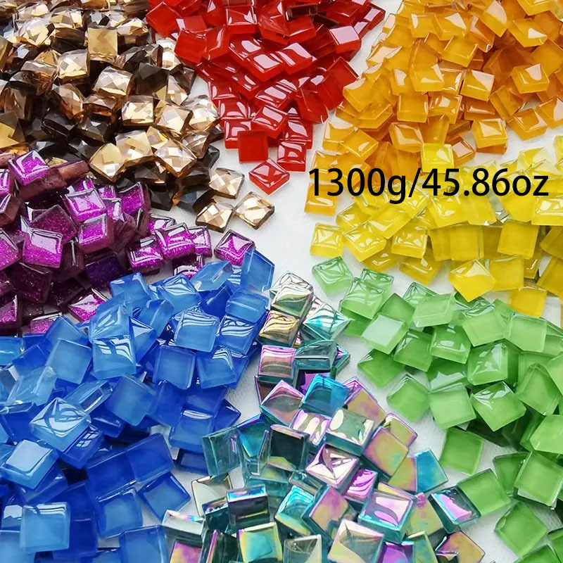 TEMU 1300g Mosaic Tiles, Colored Crystal Glass Sequin Glass Decorative Puzzle