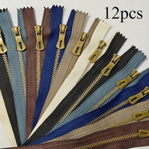 6 12pcs 15 20 25 30cm 5 9 7 87 9 84 11 81in mix closed end 3 metal short zipper imitation bronze