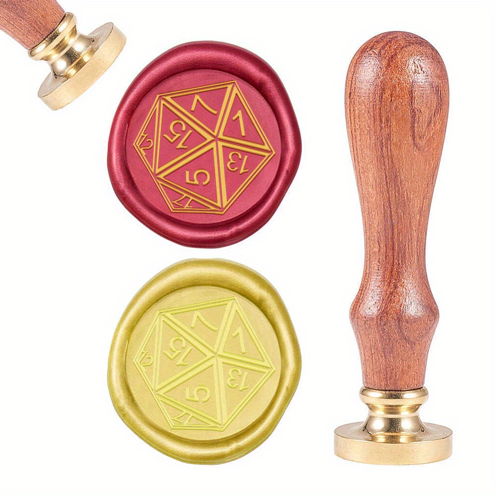 TEMU 1pc Seal Stamp Dice Vintage Sealing Stamps Retro 25mm Removable Brass Head Wooden Handle For Envelopes Invitations Wine Packages Greeting Cards