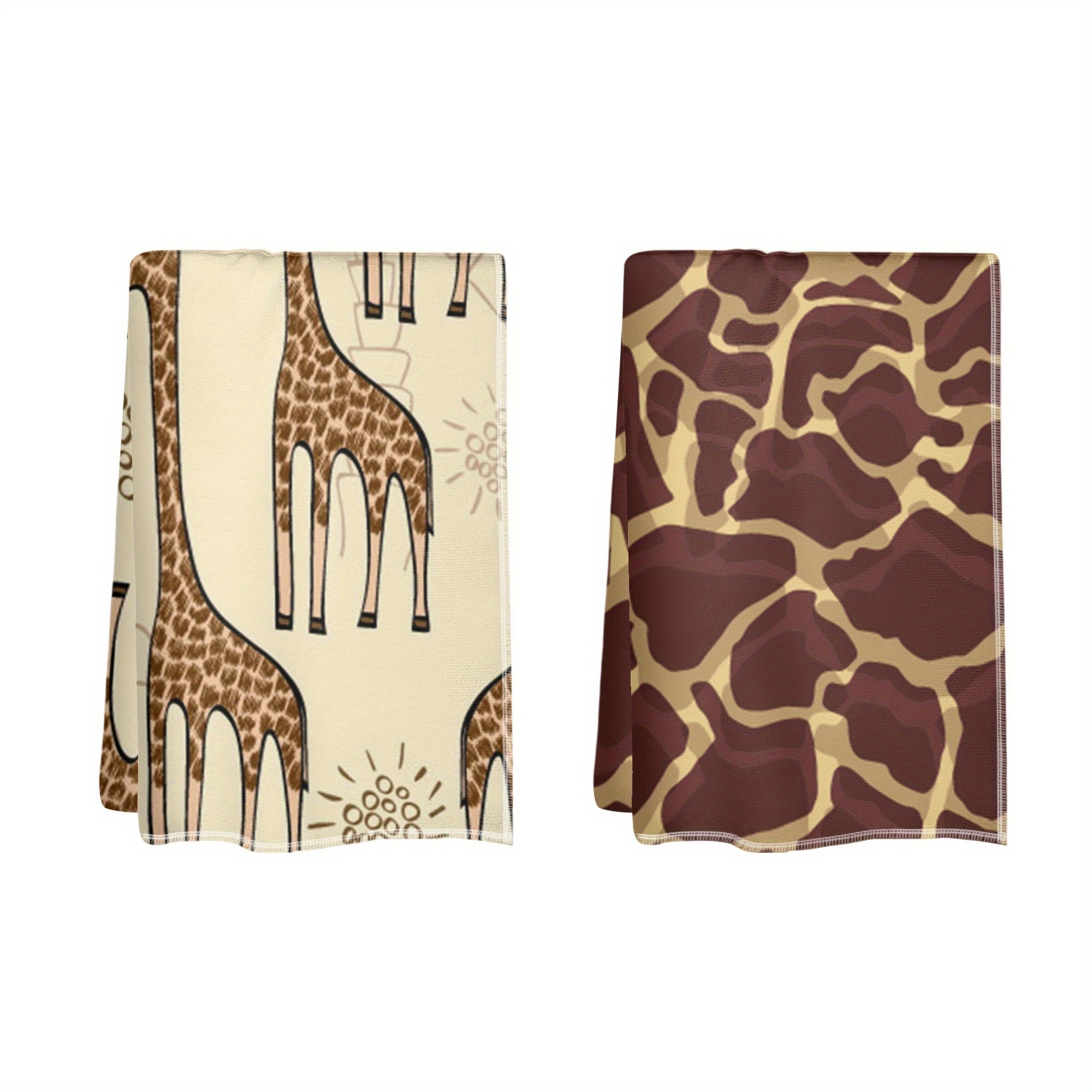 

Giraffe-themed Polyester Dish Towels Set Of 2 - Super Soft, Machine Washable, Woven Kitchen Towels 18x26 Inch, Cartoon Animal Design, Contemporary Style Dish Cloths