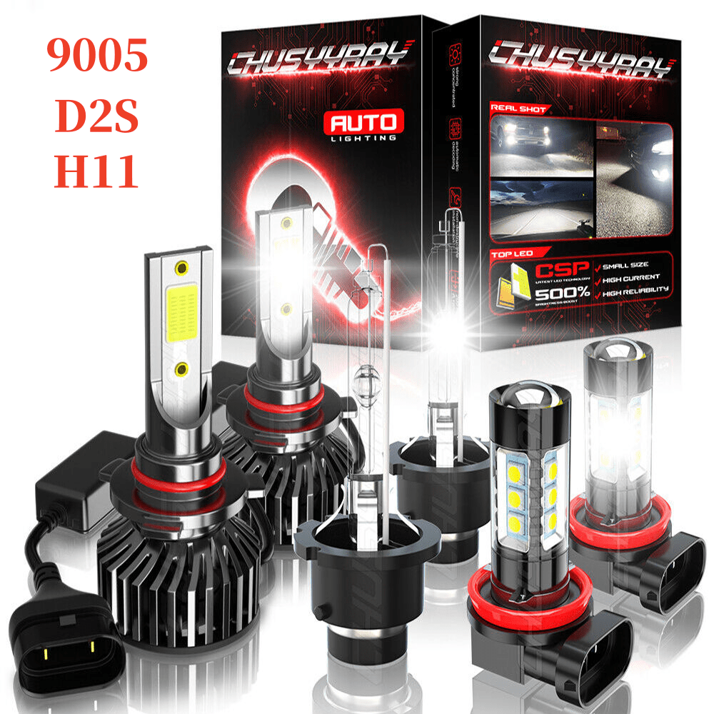 

6pcs Hid/ Led Headlight Fog Bulbs 9005+d2s+h11 80w 6000k 27000lm And