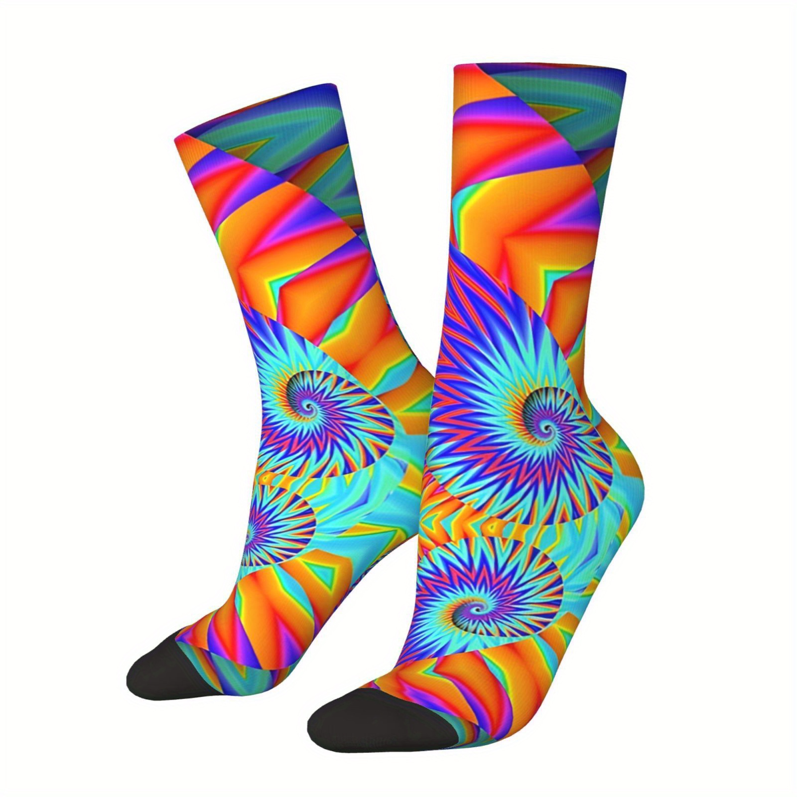 

1 Pair Men's Retro Tie-dye Crew Socks - Vibrant Patterns, Hip Hop Style, Knee-high Novelty Socks, Perfect Gift For Men, Cute Socks