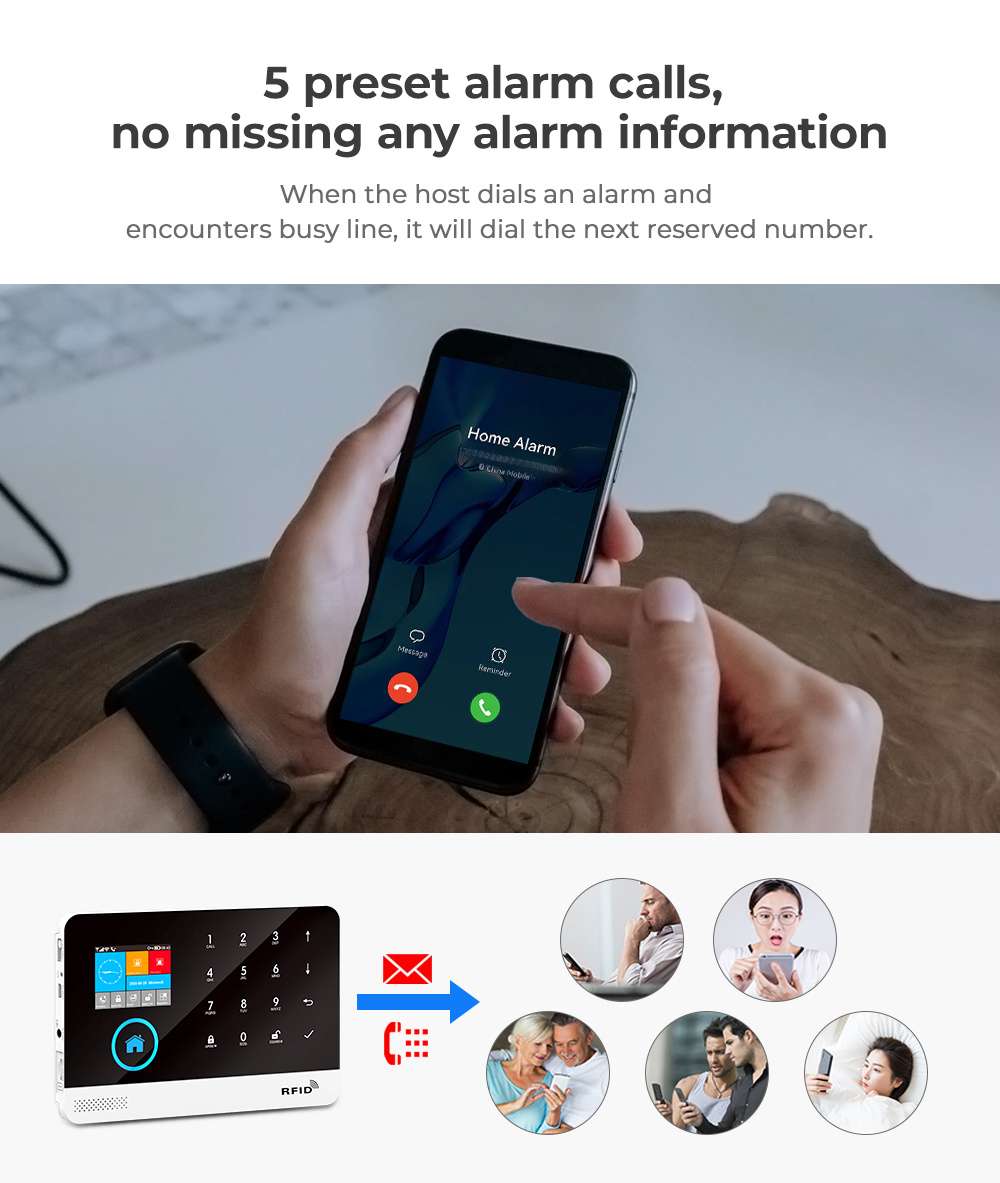 Sistema de seguridad inalámbrico PGST con Alexa, Wifi, GSM 2G, hogar inteligente, anti-robo, sirena, detector de movimiento, sensor de puertas y ventanas, control remoto, teclado RFID - Compatible con Alexa, Android, iOS y más, sistema de seguridad inalámbrico, seguridad en la oficina, diseño moderno, acabado elegante, rendimiento confiable, protección de la propiedad