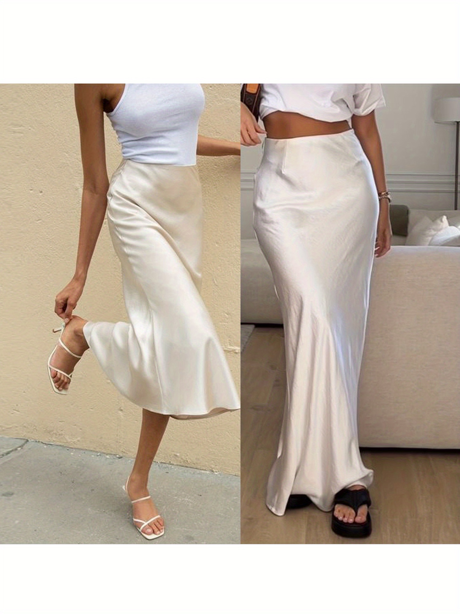 Long High Waist Satin Skirt Blue Slip Skirt Maxi High Rise Satin